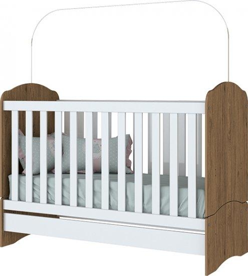 Berço Henn Mini-Cama Bala de Menta - Branco/Rústico