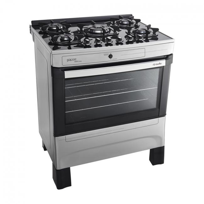 Fogão Mueller Piacere Vetro 5 Bocas - Inox