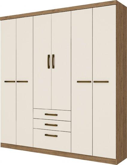 Roupeiro Henn 6 Portas Econ - Rústico/Off White